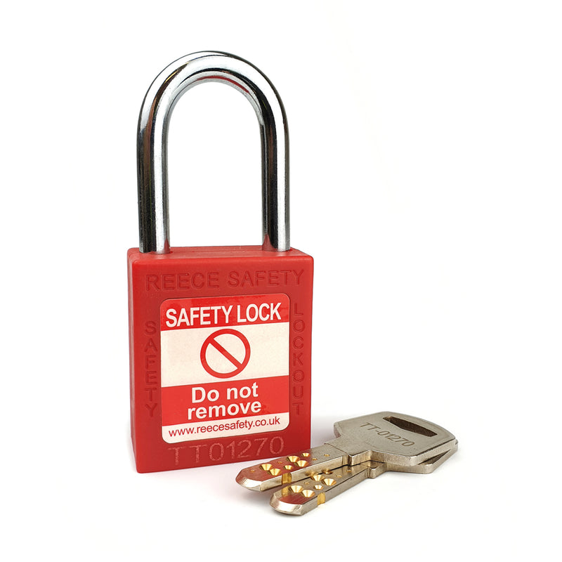 Red safety nylon bodied padlock