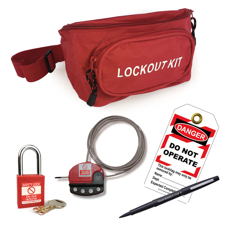 EV lockout pack (cable lockout; 2 padlocks; tuff tags; pen; canvas bag)