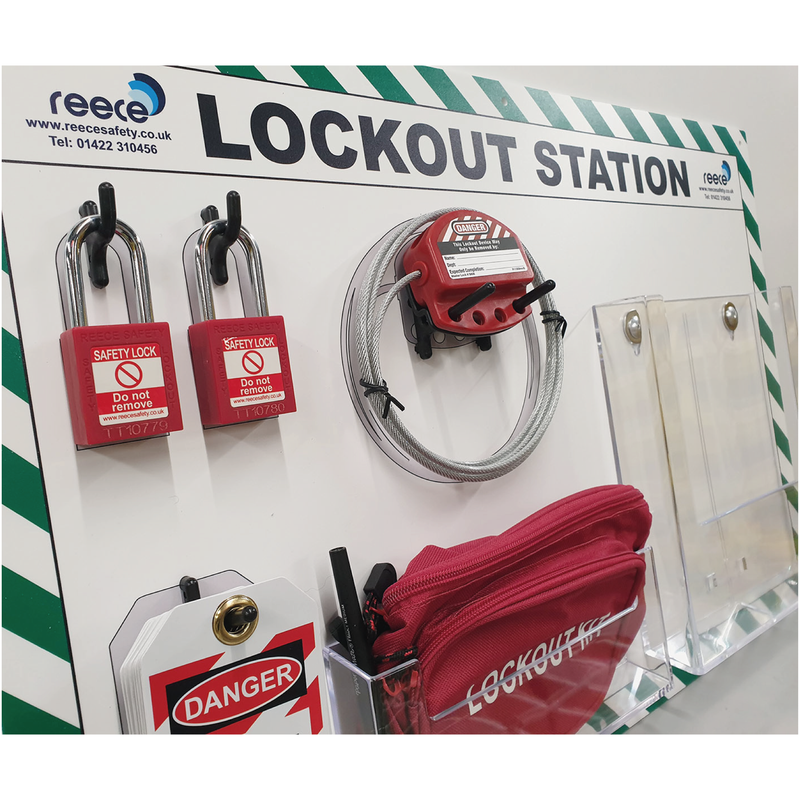 EV lockout station (2 padlocks; tuff tags; pen; cable lockout)
