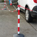 6 Red/ white posts with 25 metres red/white chain