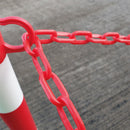 6 Red/ white posts with 25 metres red/white chain